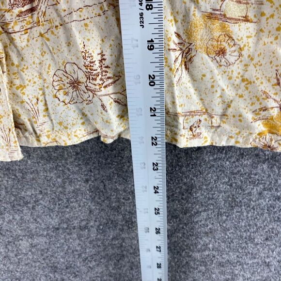 5/$45 Prana Shirt Women L Large Beige Floral Button Up Collared Short Sleeve - Picture 7 of 8